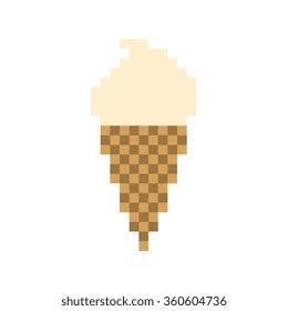 Pixel Art Ice Cream Cone Icon: vector de stock (libre de regalías ...