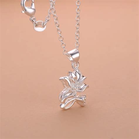 beautiful flower elegant sterling silver jewelry Necklace New Sale ...