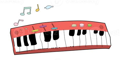 Electric piano keyboard isolated childish hand drawn style. Illustration of kids drawing piano ...