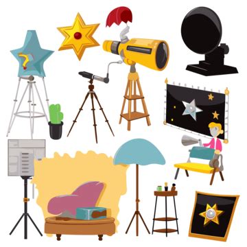 Hollywood Studio Clipart Cartoon Set Of Items For Astronomy Vector ...