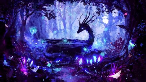 beautiful black dragon night forest peacefully Stock Footage Video (100% Royalty-free ...