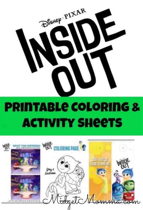 Printable Inside Out Coloring and activity sheets