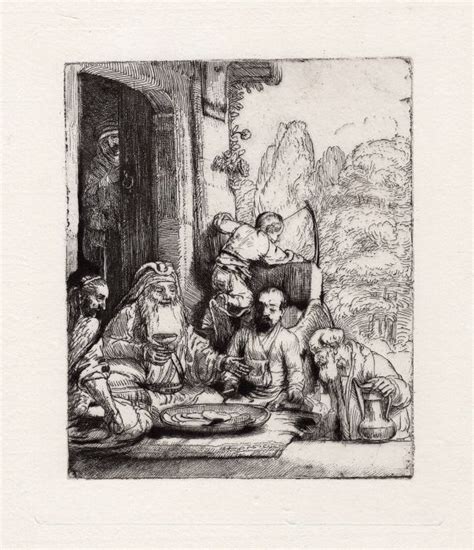 Biblical 1800s REMBRANDT B29 Etching "Abraham Entertains the Angels ...