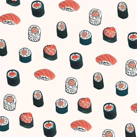 Sushi pattern by Sara Combs | Padrão de arte, Planos de fundo, Estampas