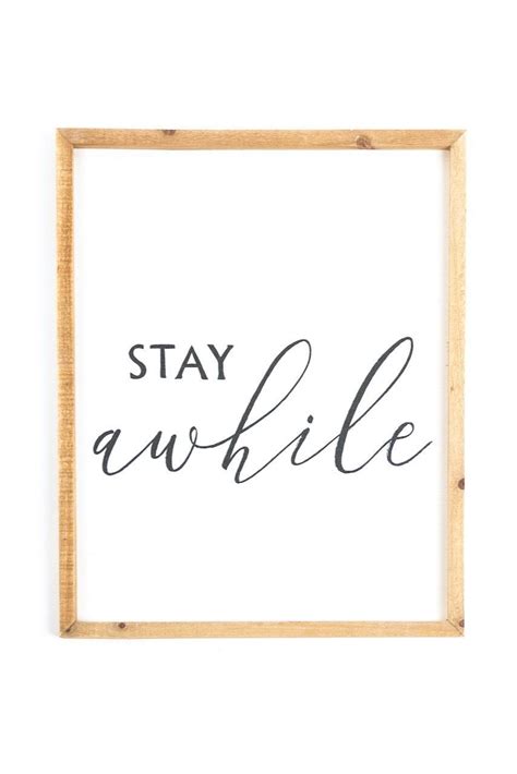 Stay Awhile Wall Decor | Wall prints quotes, Home decor signs, Wall art ...