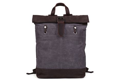 Waxed Canvas Backpack with Leather Accents, Waterproof Canvas Travel Backpack, School Backpack ...