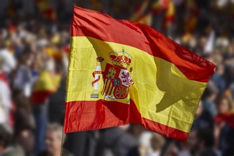 Spanish Flag Waving. Demonstration in Spain. Spanish Symbol Stock Image ...