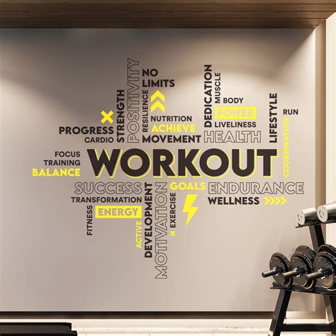 Workout Vinyl Gym Wall Decal Inspirational Words Gym Decal - Etsy