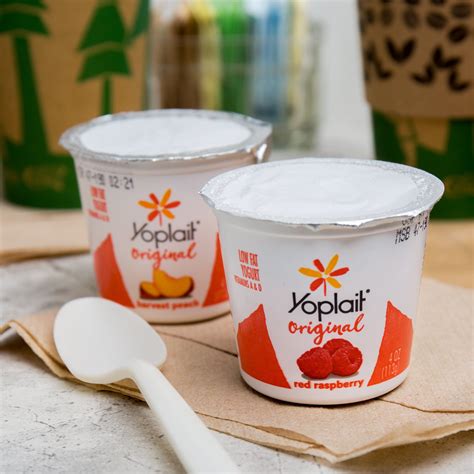 Yoplait Red Raspberry & Harvest Peach Yogurt Cups - 48/Case