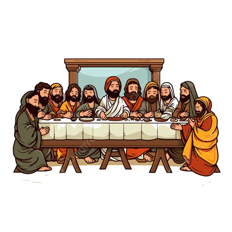 Last Supper Vector, Sticker Clipart Last Supper Of Jesus Cartoon ...