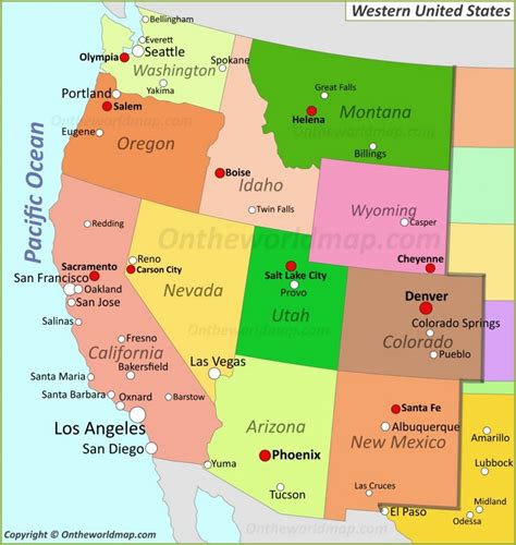 Western United States Map Printable