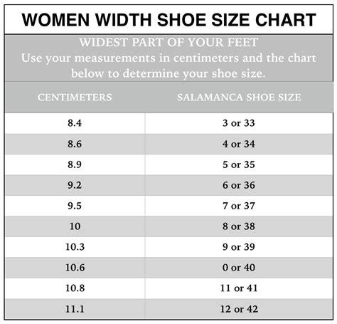 Copy of Shoe Size Chart — Salamanca Custom Made Tango Shoes