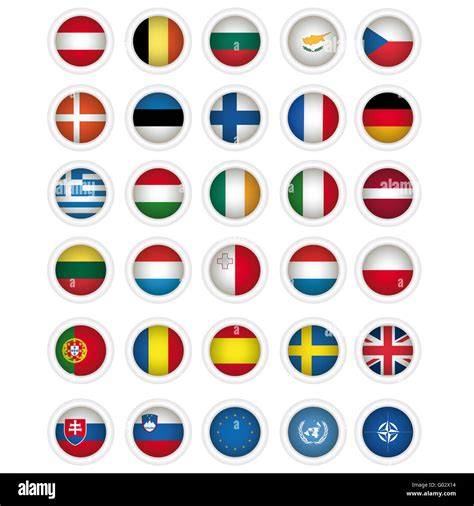 icons Flags of The All Member states of the EU , EU flag. UN and N.A.T.O flags Stock Photo - Alamy