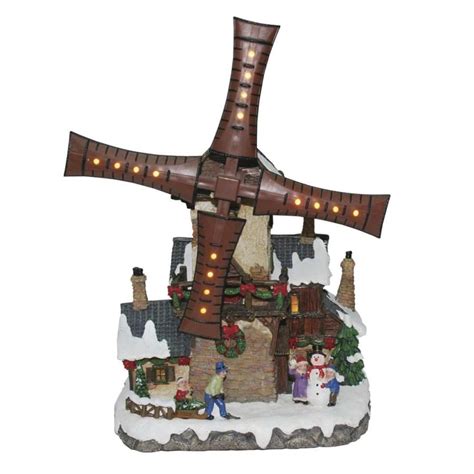 Carole Towne 1-Piece Resin Lighted Windmill Christmas Collectible at ...