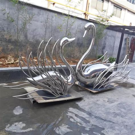 Stainless Steel Love Swans Sculpture For Sale - SevenTreeSculpture