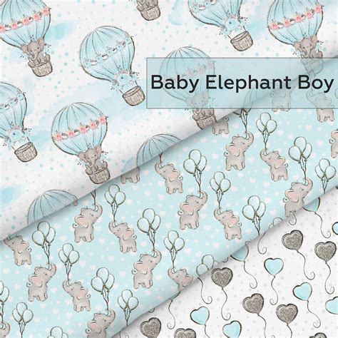 Baby Elephant Cotton Fabric by the Yard Designer Fabric | Etsy