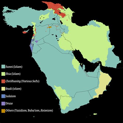 Religious map of the Middle East. by u/iziyan - Maps on the Web