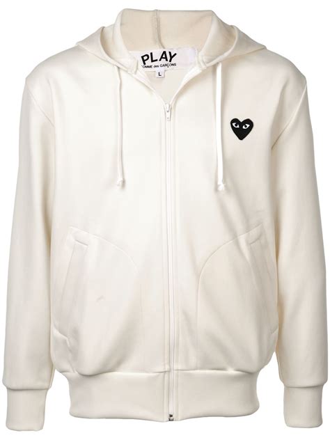 Comme Des Garçons Play Heart Logo Hoodie | Neutrals | FARFETCH BH