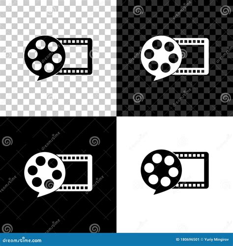 Film Reel and Play Video Movie Film Icon Isolated on Black, White and Transparent Background ...