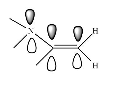 The enamine prepared from acetone and dimethylamine is shown in its lowest-energy form. What is ...