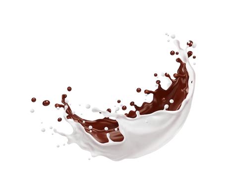 Premium Vector | Milk and chocolate realistic wave splash splatters