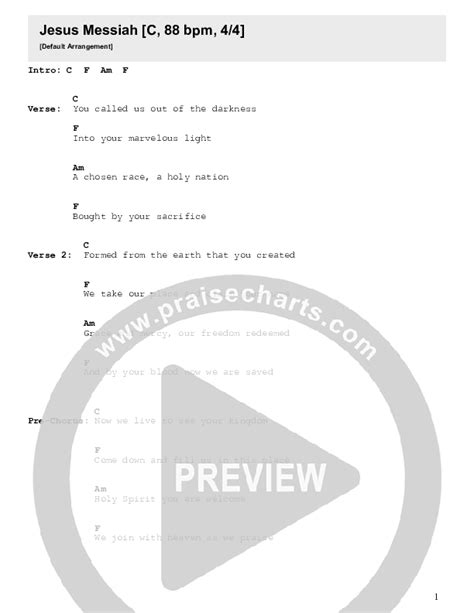 Jesus Messiah Chords PDF (Celebration Worship) - PraiseCharts