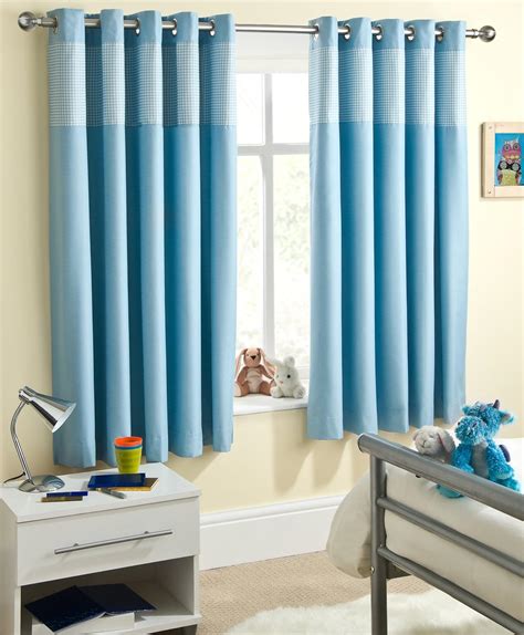 Amazon.com: Powder Blue Gingham Baby Bedroom Curtains Blackout Thermal 66" x 90" Thermal Backed ...