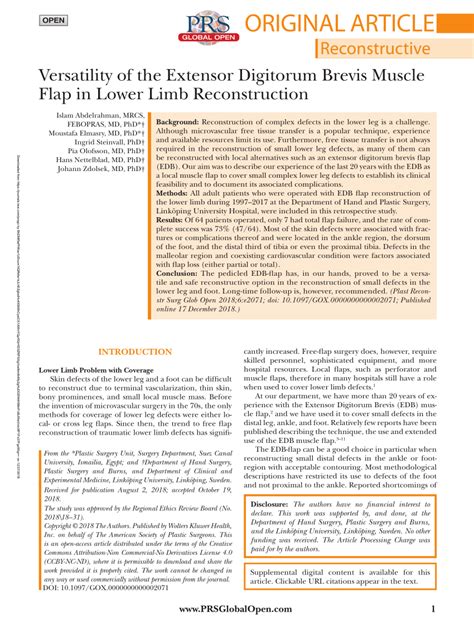 (PDF) Versatility of the Extensor Digitorum Brevis Muscle Flap in Lower Limb Reconstruction