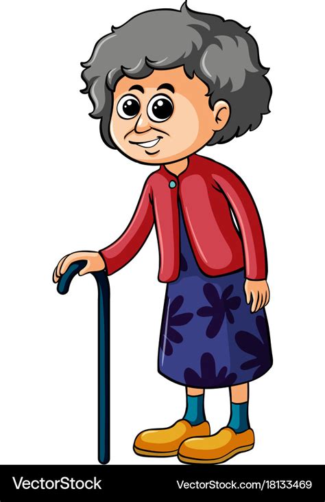 Old Lady Walking Cartoon