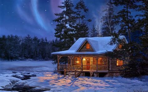 Download A Warm, Inviting Cozy Winter Cabin Nestled in the Snowy Woods ...