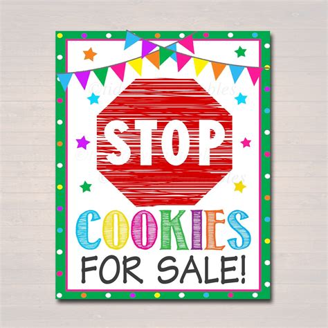 Cookie Booth Sign Stop Cookies Sold Here Printable Cookie | Etsy | Girl scout cookies booth ...