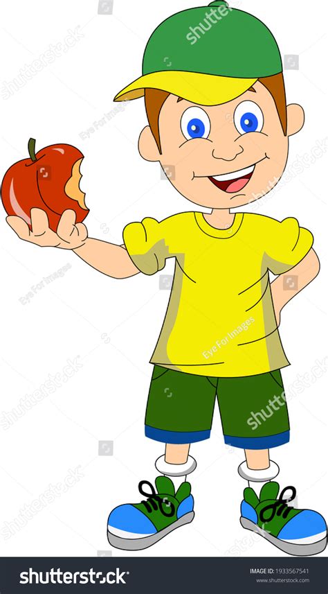 Illustration Clipart Young Boy Eating Apple Stock Illustration ...