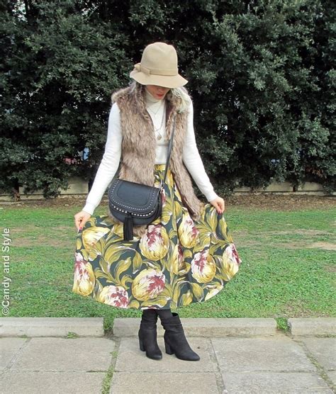 Urban Safari | Faux Fur Vest and Midi Skirt | Candy and Style