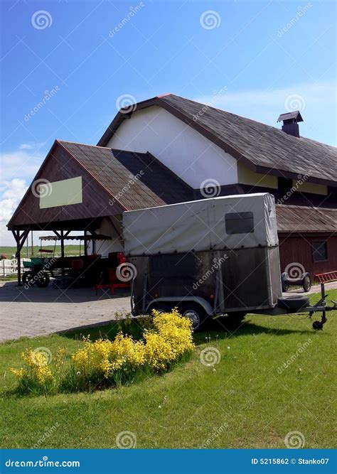 Horses stud farm stock photo. Image of transport, trailer - 5215862