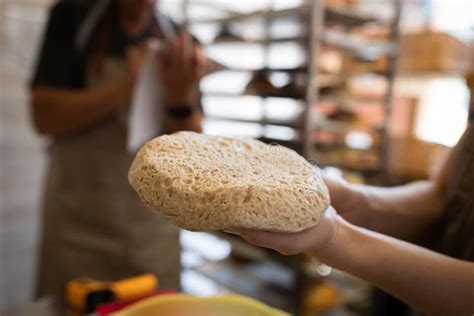 Wholemeal Bread Dough after Fermentation and Fermentation. the Process of Making Bread Stock ...