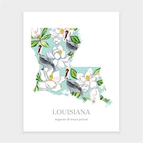 Louisiana State Flower Art Print Bird and Flower Decor - Etsy