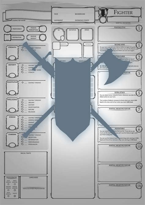 Class Character Sheets - The Fighter - Dungeon Masters Guild ...