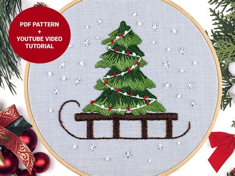 Christmas Tree Embroidery Pattern Video Tutorial Pine Tree - Etsy