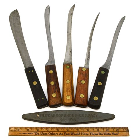 Vintage KITCHEN-CHEF-BUTCHER KNIFE Lot of 5 Knives + SHARPENING STONE! – Get A Grip & More