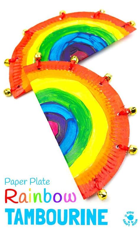 Rainbow Paper Plate Tambourine Craft - Kids Craft Room