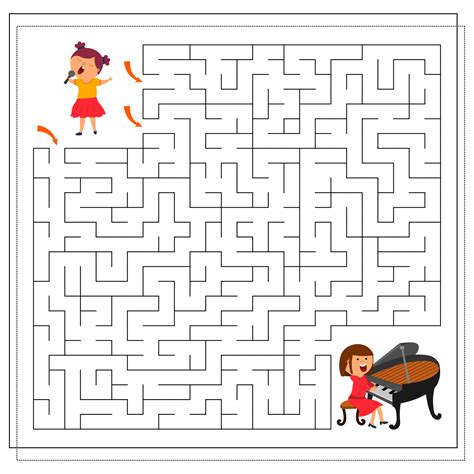 A puzzle game for children, go through the maze. children are musicians ...