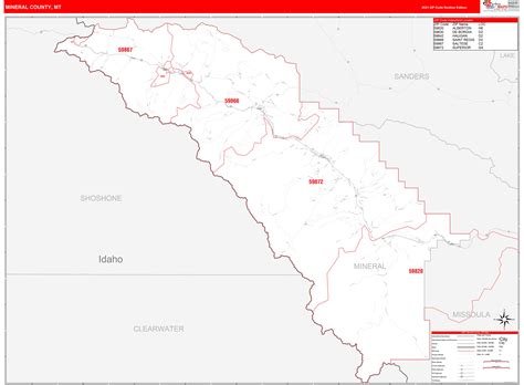 Mineral County, MT Zip Code Wall Map Red Line Style by MarketMAPS ...