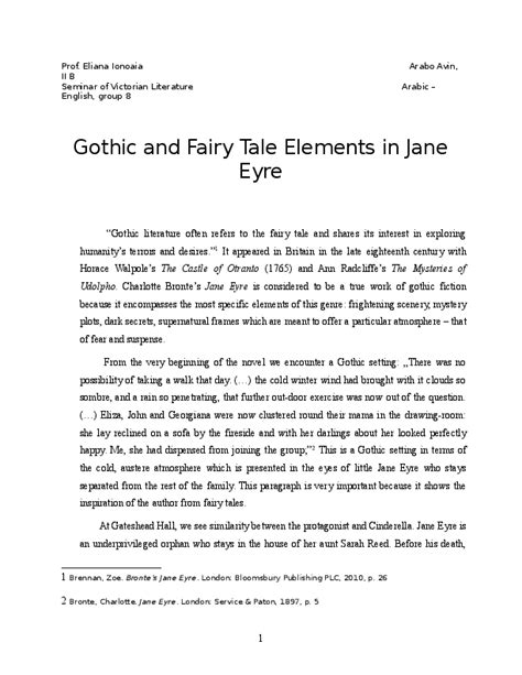 (DOC) Gothic and Fairy Tale Elements in Jane Eyre | Avin Arabo - Academia.edu