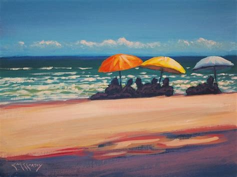 Impressionist Beach Scene 9x12 Original Painting by by EdMcCarthy