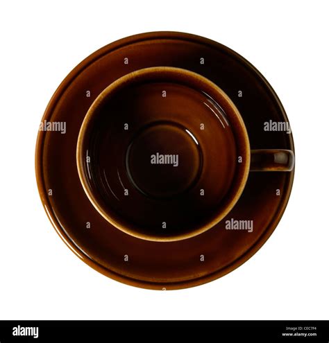 studio photography of a empty brown coffee cup isolated on white with clipping path, seen from ...