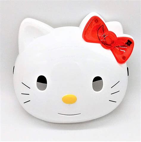 Premium Hello Kitty Face Mask / Her Red Bow Lights Up in Blue and Red! (Batteries Included)