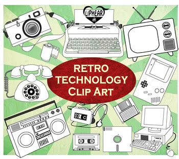 Retro Technology Clip Art (Black & White) by RizRaeni Learning Tools