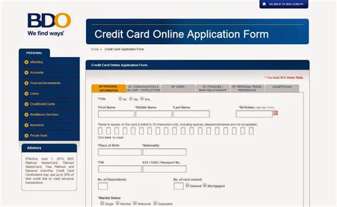 Simple J: BDO Credit Card Online Application