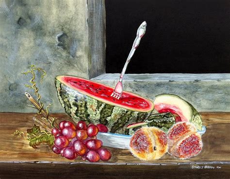 Watermelon Peaches and Grapes Painting by Terry Stokely - Fine Art America