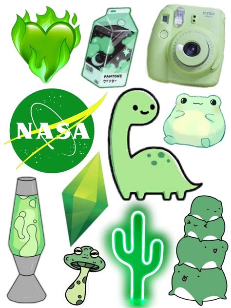 GREEN STICKER SET | Printable Sticker | Aesthetic Green Sticker ...